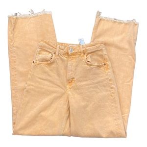 Zara Marine Straight Wide Leg Frayed Jeans 4